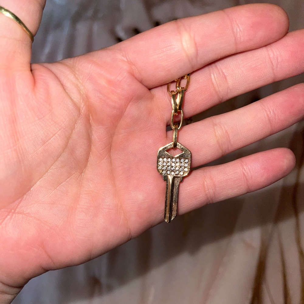 Medium Khrushchev gold bedazzled key necklace